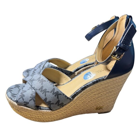 Michael Kors Navy & Gray Wedge Sandals‎ 7.5 - Picture 2 of 8